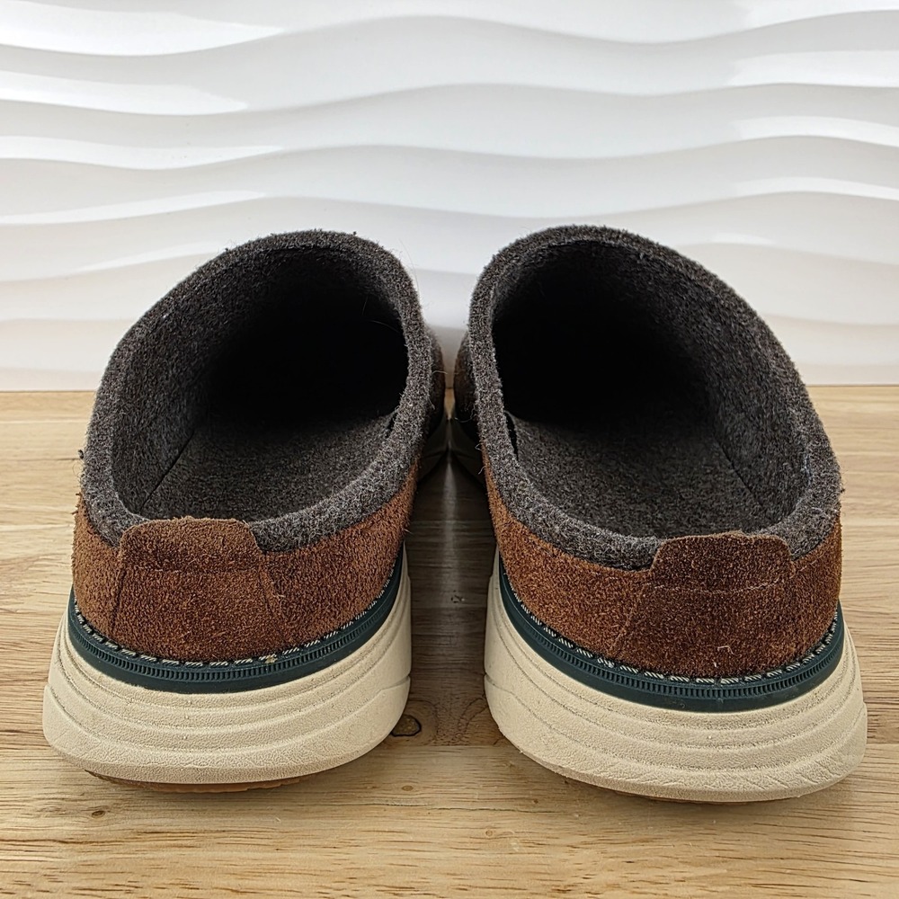 LL‎ Bean Downeast Slip On Clogs Gray Wool Brown Suede Shoes Mens Size 11 - Picture 9 of 13